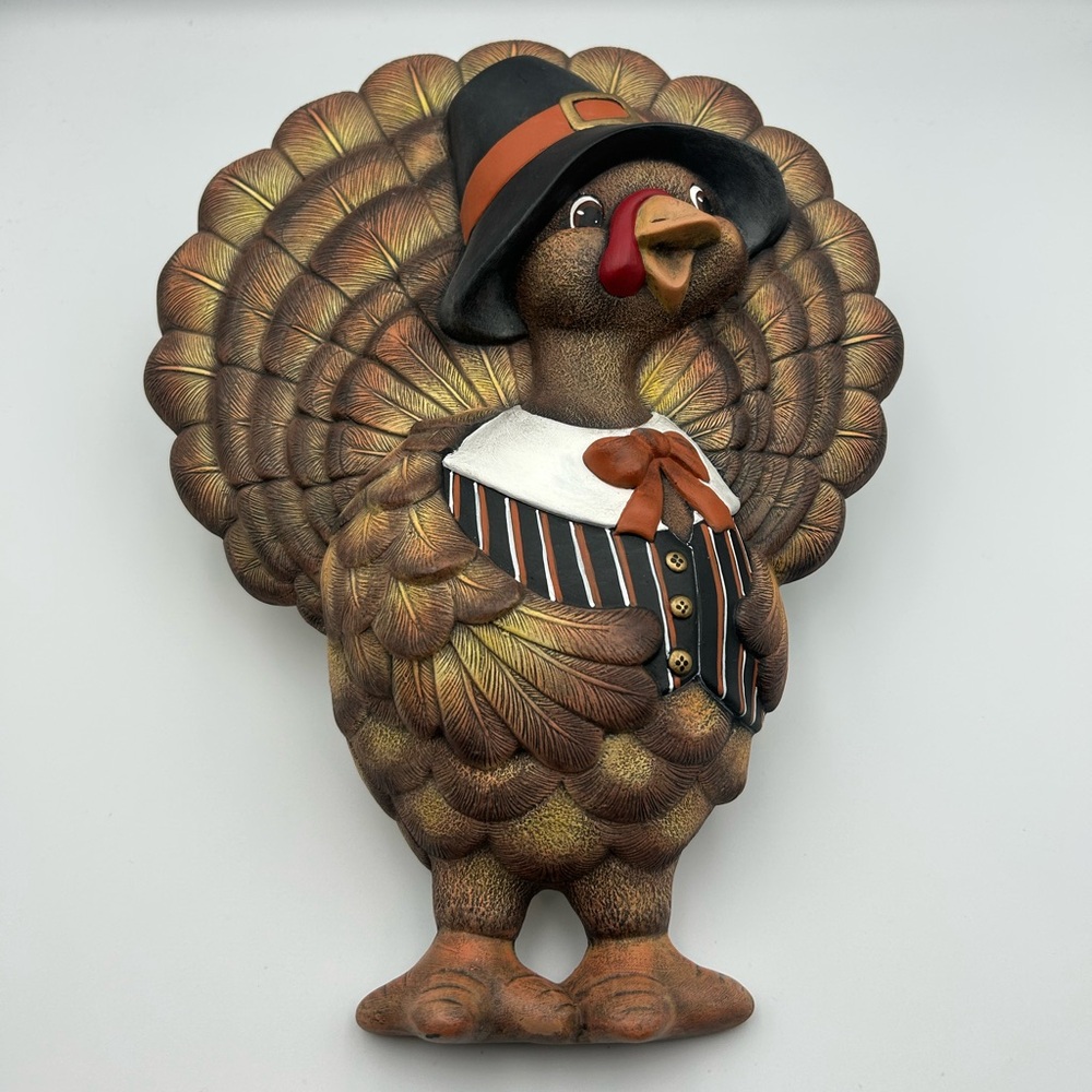 Hand-Painted Ceramic Pilgrim Turkey Wall Decor